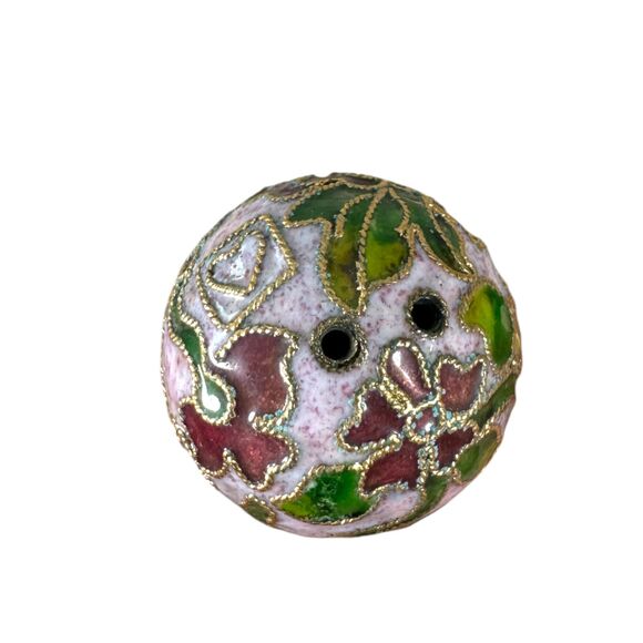 Vintage Cloisonne Floral Purple Christmas Ornament Large and Small Set of 2 - Picture 5 of 6